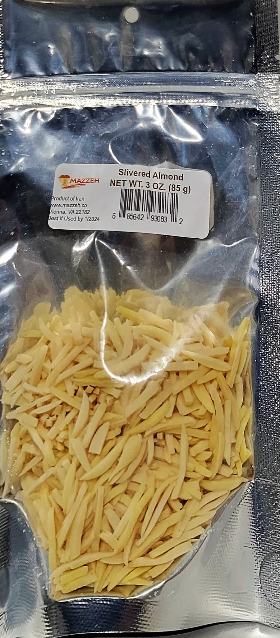 Mazzeh-Slivered Almond NET WT. 3 0Z. (85 g)