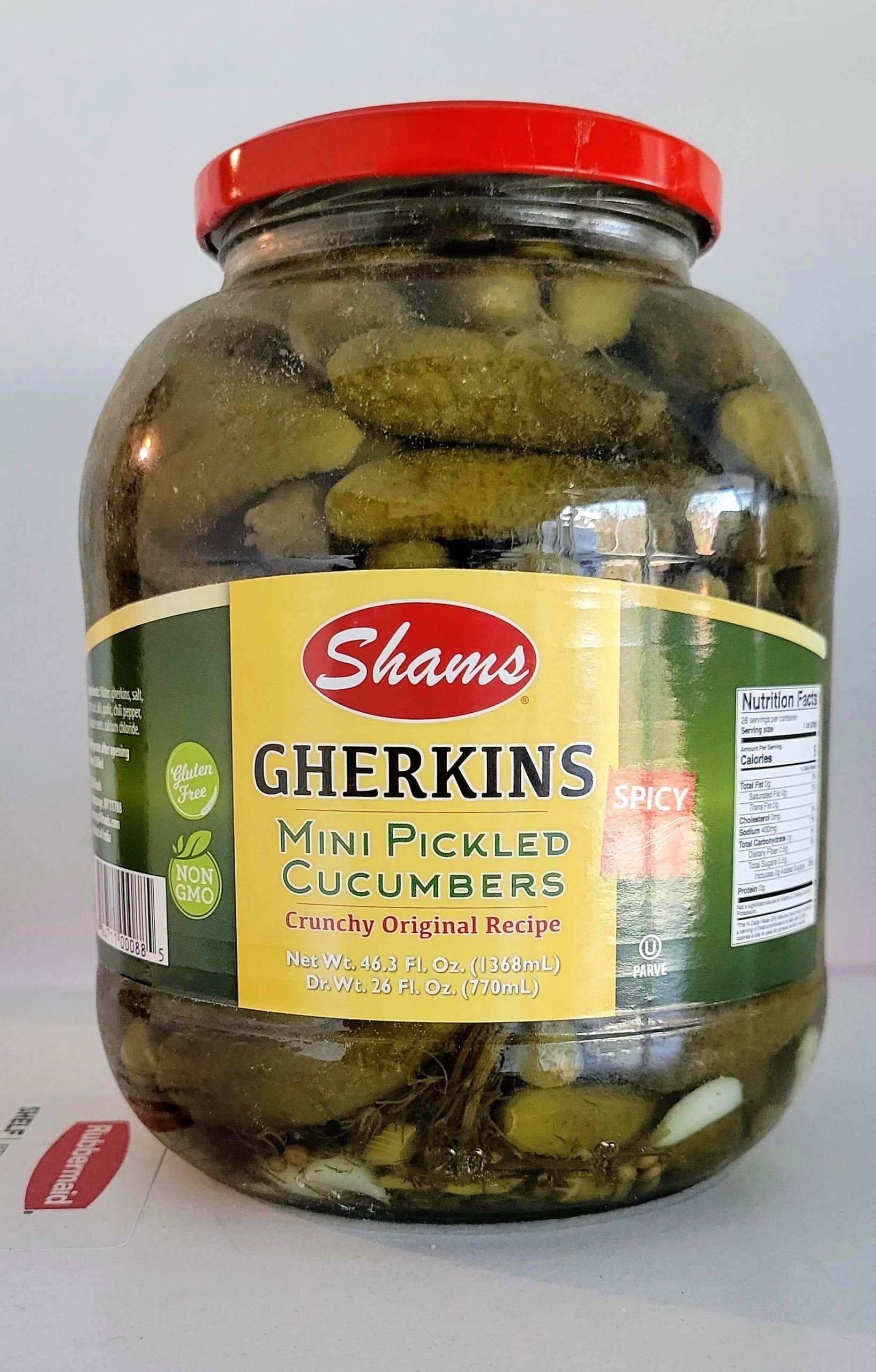 Shams-Spicy Gherkins Mini Pickles Cucumbers 646.3 oz. (1368mL)-Pack of 6-000