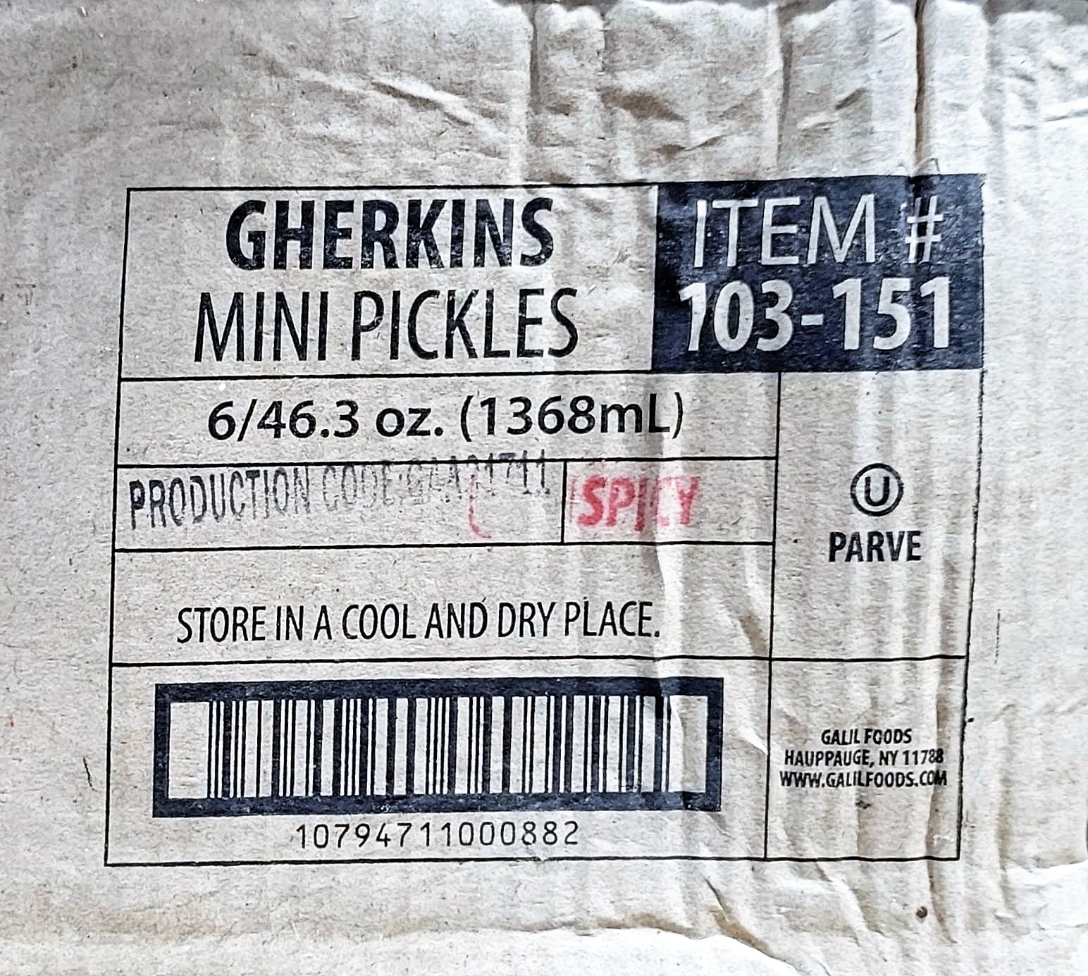 Shams-Spicy Gherkins Mini Pickles Cucumbers 646.3 oz. (1368mL)-Pack of 6-02