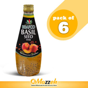 Brafco-Peach Juice Basil Seed Drink 290 ml (9.8 Oz)-Pack of 6