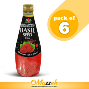 Brafco-Strawberry Juice Basil Seed Drink 290 ml (9.8 Oz)-Pack of 6