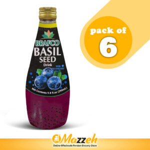 Brafco-Blueberry Juice Basil Seed Drink 290 ml (9.8 Oz)-Pack of 6